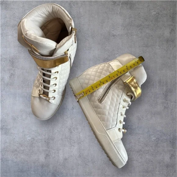 Mariano Fabiani made in Italy Gold Accent High-Top Women's Sneakers - Picture 2 of 8